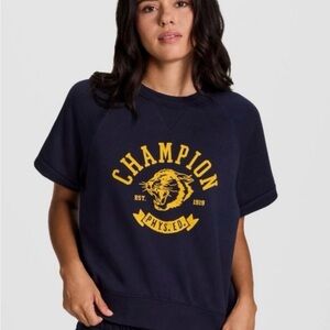 NWT Champion Dark Blue Short Sleeve Top with Yellow Logo. MEDIUM